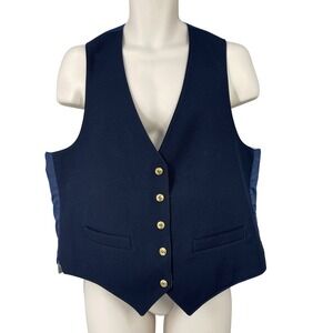 Vintage Men Reversable Suit Vest Party Event Formal Wedding Gold Button Size 46R